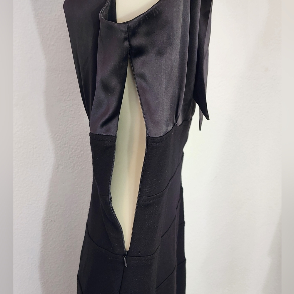 Donna Ricco Dress Satin Bodice Tie Back Sash Black Soze 4 - Picture 7 of 13